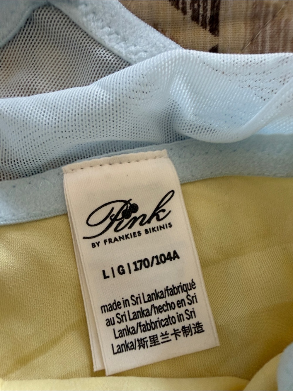 Frankie's Bikinis Yellow Satin Chemise with Light Blue Lace - Picture 2 of 4